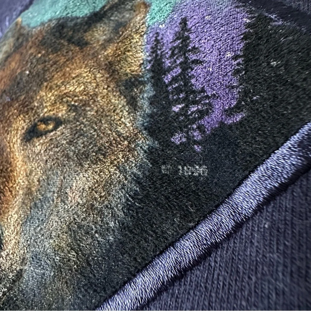 Vintage Embroidered Wolf Tee Navy T-Shirt 90s Size 2XL 1996 Upper Michigan